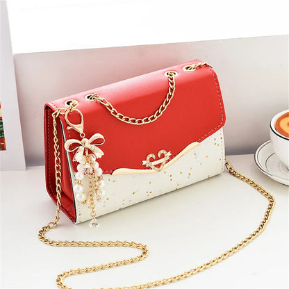 Fashion Trendy Sequin Single Shoulder, Leather Women Handbag with Tassel Pendant