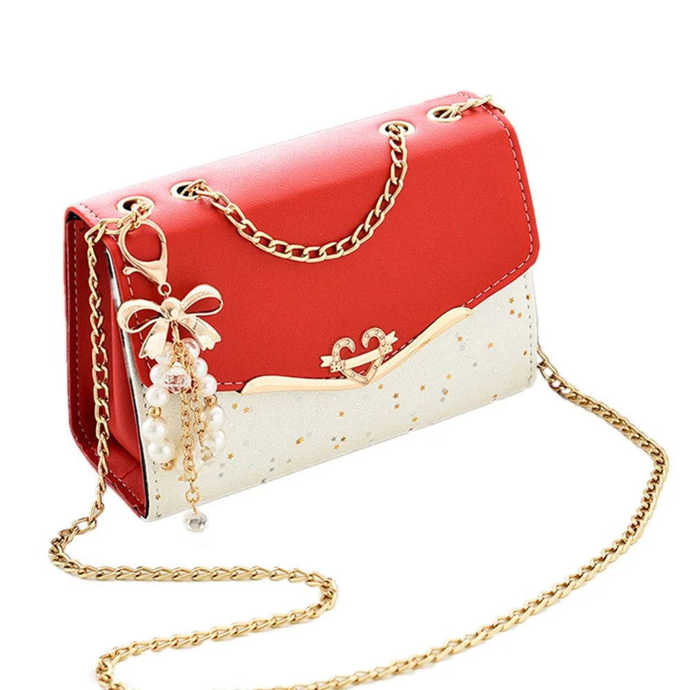 Fashion Trendy Sequin Single Shoulder, Leather Women Handbag with Tassel Pendant