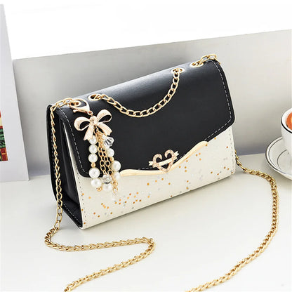 Fashion Trendy Sequin Single Shoulder, Leather Women Handbag with Tassel Pendant