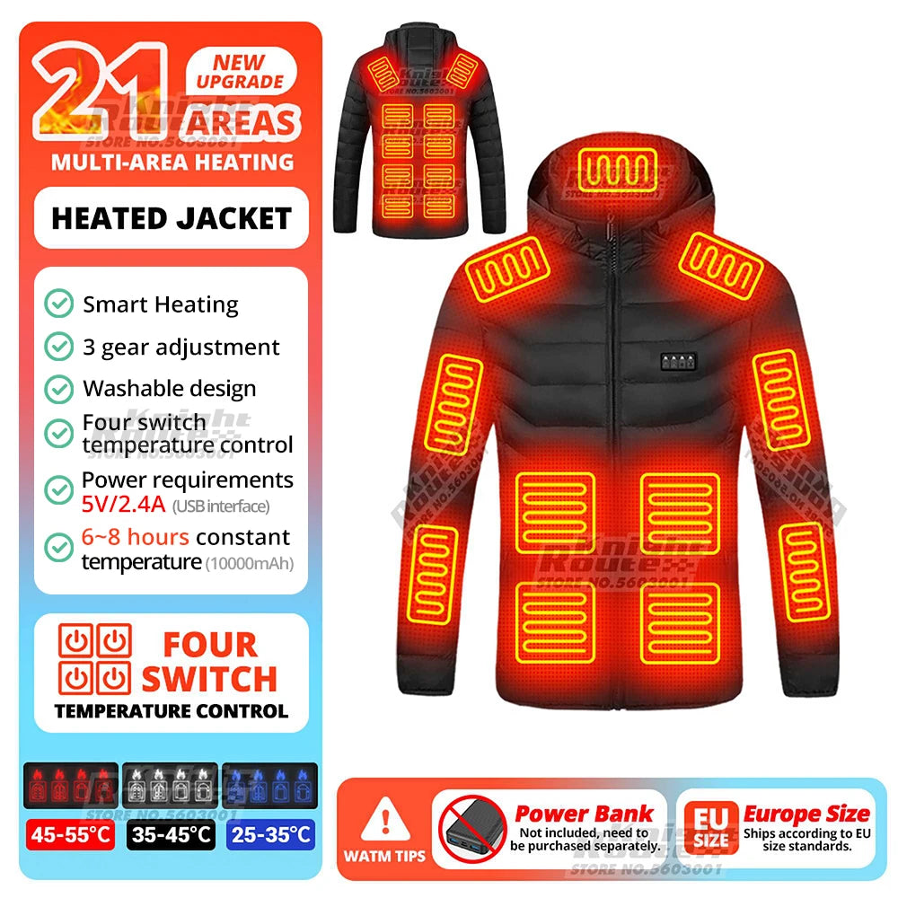 21 Area Smart Electric Heated Men's Winter Jacket